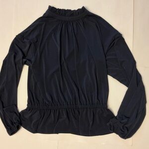 Ann Taylor Peplum Style Ruched Blouse Size Small Navy Color